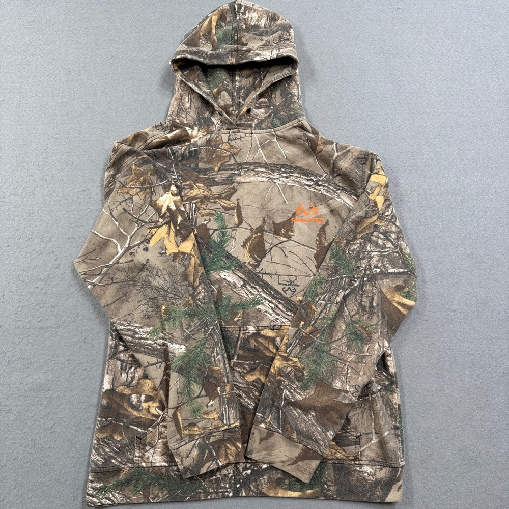 Realtree Hoodie Men's Medium Brown Camo Fleece Lined Pullover Hunting Gorpcore